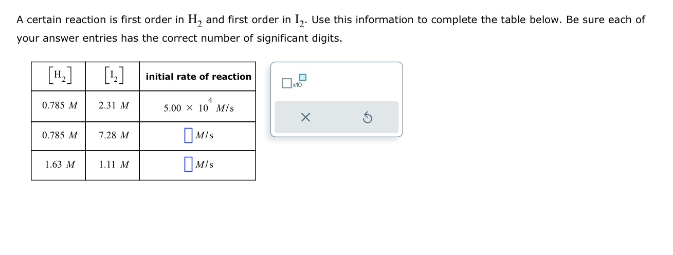Solved A certain reaction is first order in \\( | Chegg.com