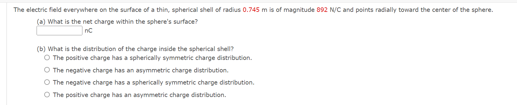 Solved The Electric Field Everywhere On The Surface Of A | Chegg.com