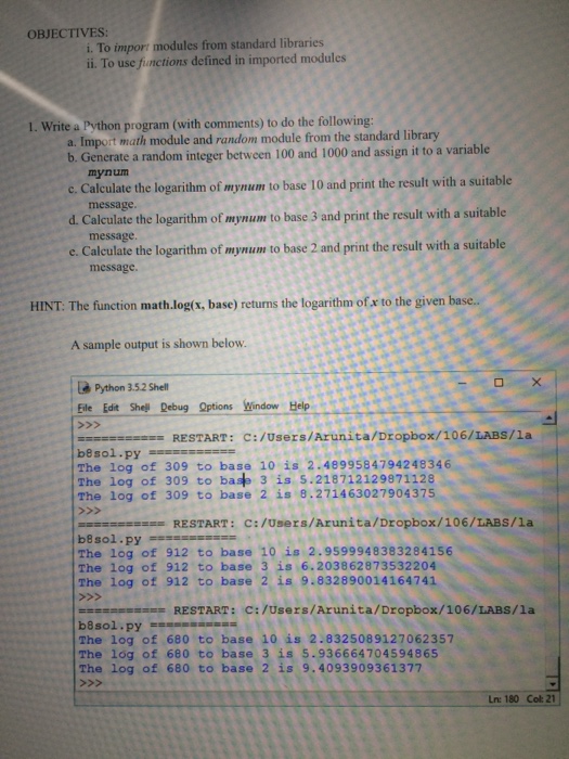 Solved i. To import modules from standard libraries ii. To | Chegg.com