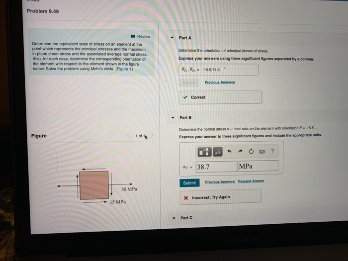 Solved Problem 9.49 Review Determine the equivalent state of | Chegg.com