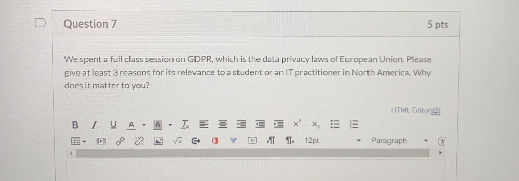 Solved Question 7 5 pts We spent a full class session on | Chegg.com