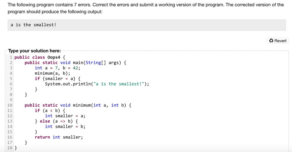 Solved The Following Program Contains 7 Errors. Correct The | Chegg.com