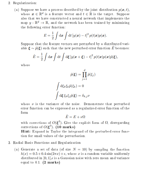 2. Regularization: (a) Suppose we have a process | Chegg.com