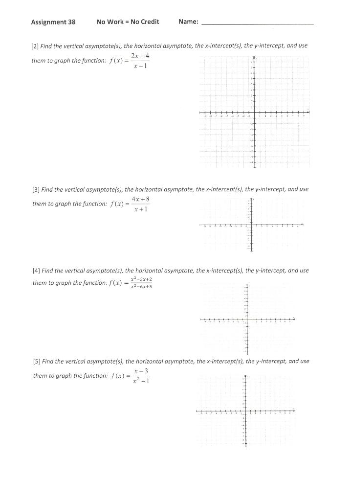 Solved Assignment 38 No Work = No Credit Name: [2] Find the | Chegg.com