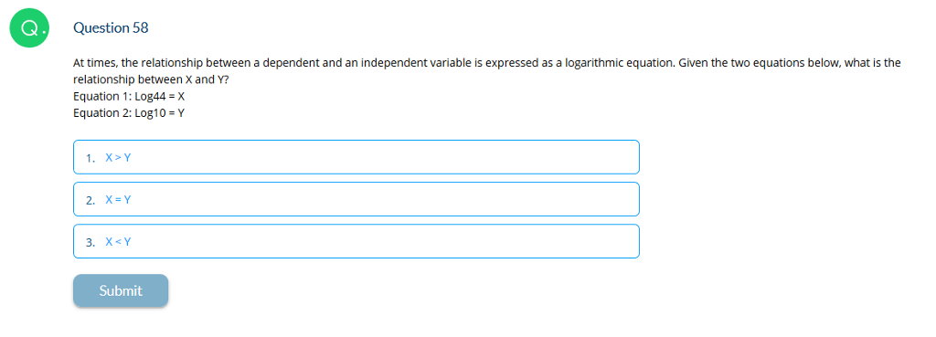 Log44 Solved Question 58 At times, the relationship between a | Chegg.com