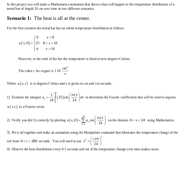 Solved In this project you will make a Mathematica animation | Chegg.com