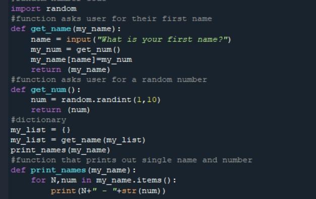 Solved 1. Has a dictionary and names as keys and numbers | Chegg.com