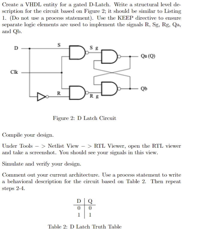 Create a VHDL entity for a gated DLatch. Write a