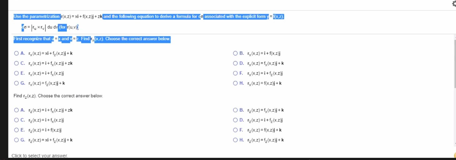 Solved Use The Parametrization R X Z Xi F X Z J Zk Chegg Com