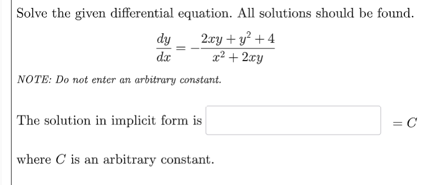 Solved Solve the given differential equation. All solutions | Chegg.com