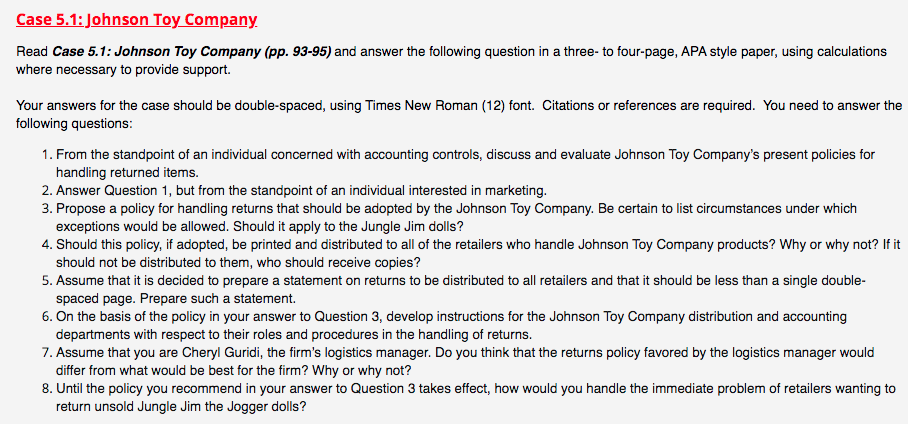 johnson toy company case study