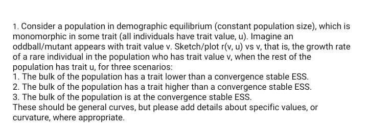 1. Consider a population in demographic equilibrium | Chegg.com