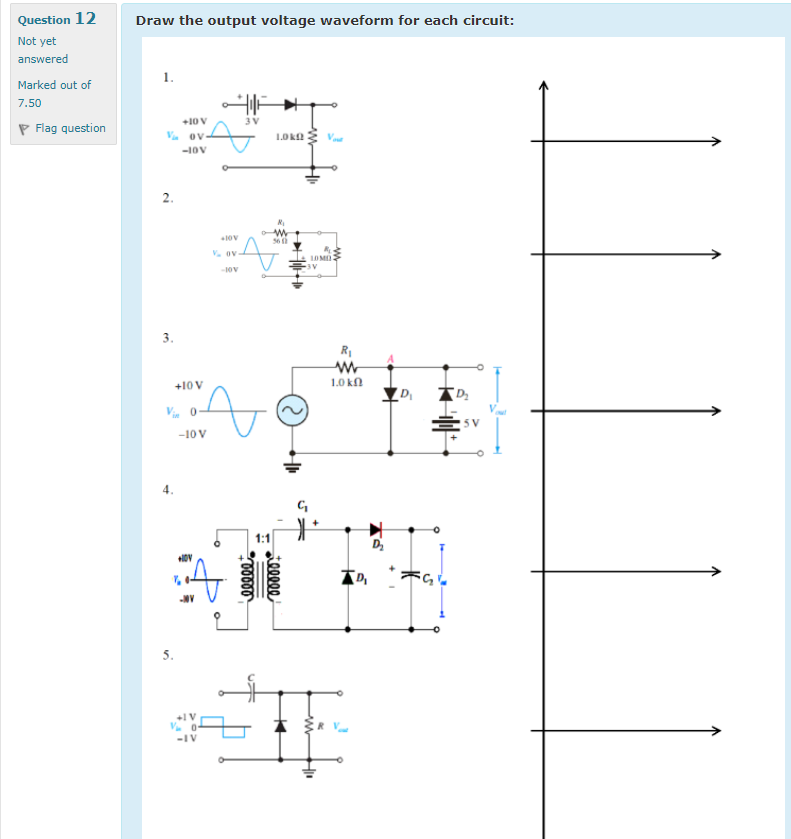 Solved Draw the output voltage waveform for each circuit: | Chegg.com