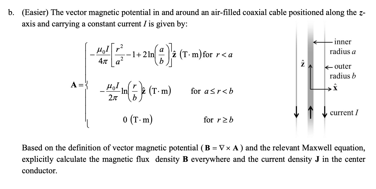 Solved B. (Easier) The Vector Magnetic Potential In And | Chegg.com