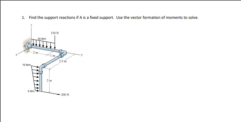 Solved 1. Find the support reactions if A is a fixed | Chegg.com
