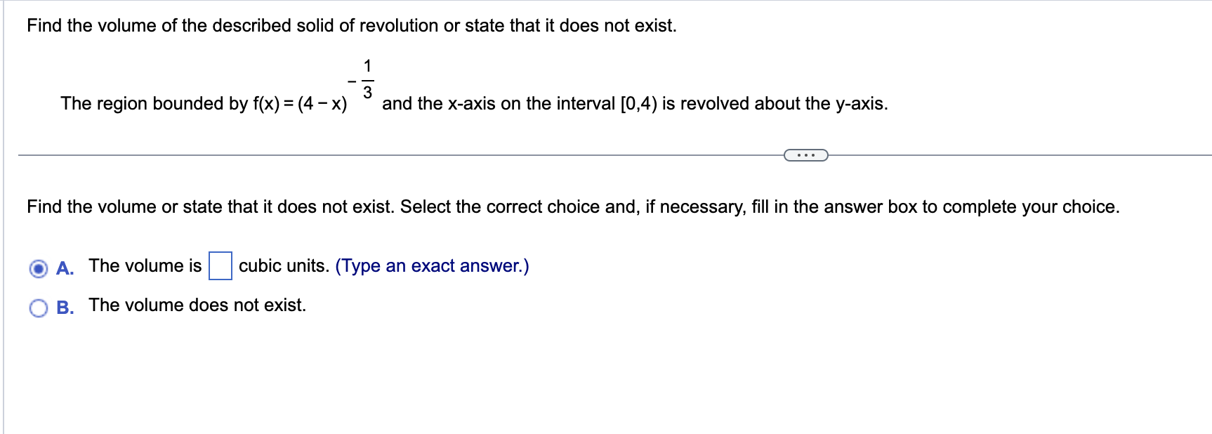 Solved Find the volume of the described solid of revolution | Chegg.com