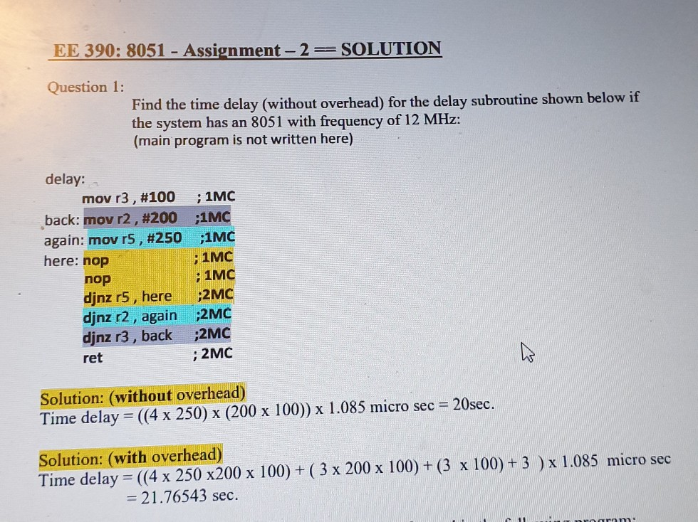 Solved EE 390 8051 Assignment 2= SOLUTION Question 1