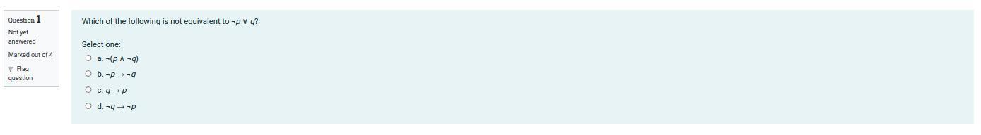 Solved Which of the following is not equivalent to -p v ? | Chegg.com