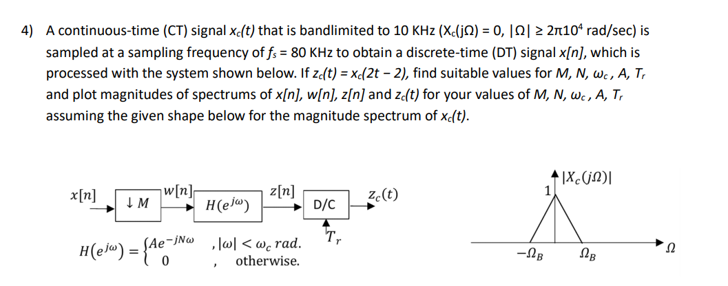 4) A continuous-time (CT) signal xc(t) that is | Chegg.com