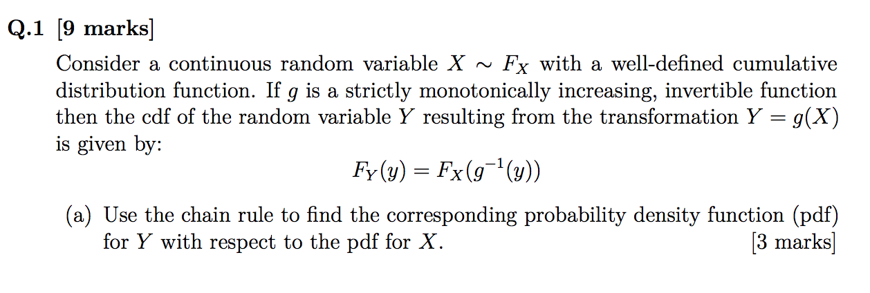 Solved Q.1 [9 marks] Consider a continuous random variable X | Chegg.com