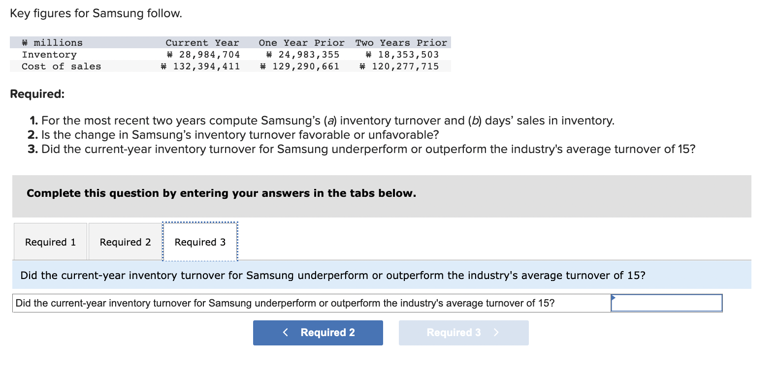 Solved Key figures for Samsung follow. Required: 1. For the | Chegg.com