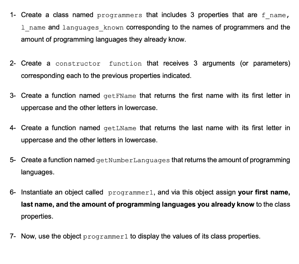 Solved 1- Create a class named programmers that includes 3 | Chegg.com