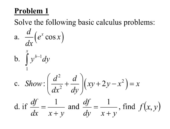 Solved Solve the following basic calculus problems: a. d/dx | Chegg.com