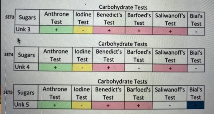 Solved Carbohydrate Tests Anthrone Lodine Benedict S