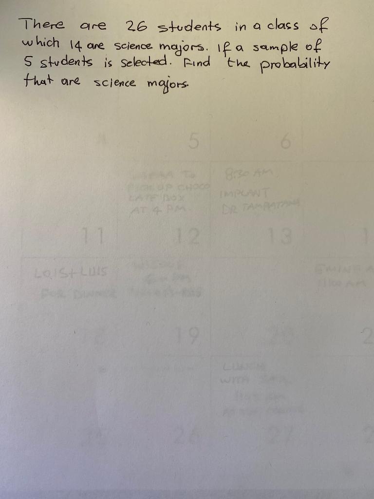 Solved There are 26 students in a class of which 14 are | Chegg.com