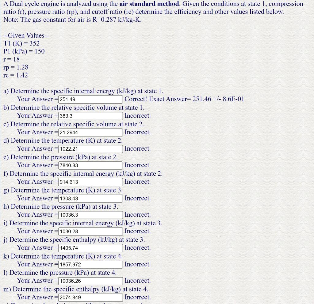 Solved A Dual cycle engine is analyzed using the air | Chegg.com