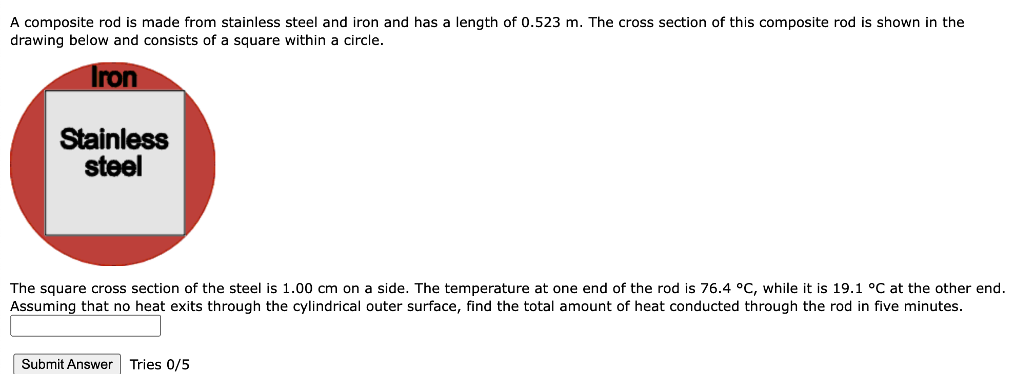 Solved A composite rod is made from stainless steel and iron