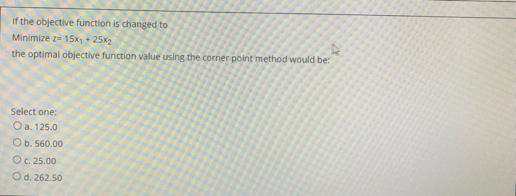 Solved If the objective function is changed to Minimize z= | Chegg.com