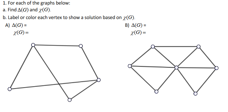 Solved Δ(G)=χ(G)= | Chegg.com