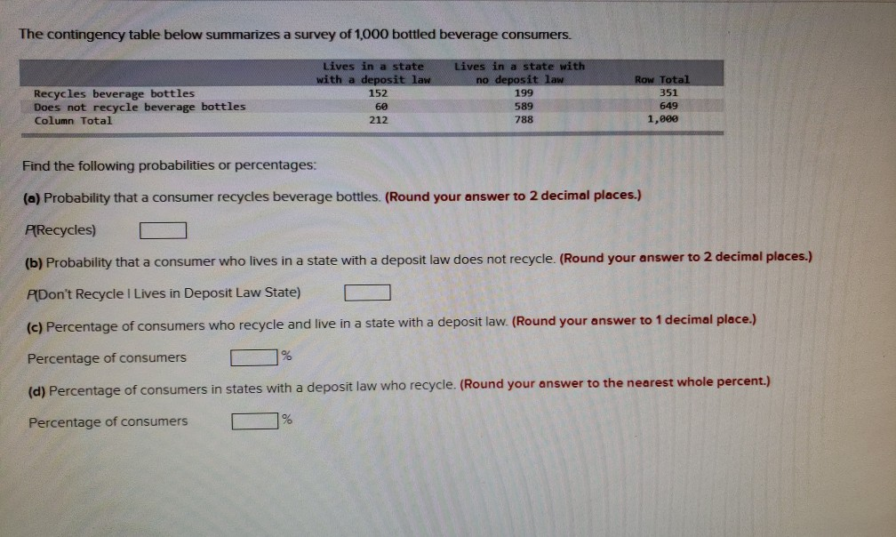 Contingency table results of the probability of a bottlenose