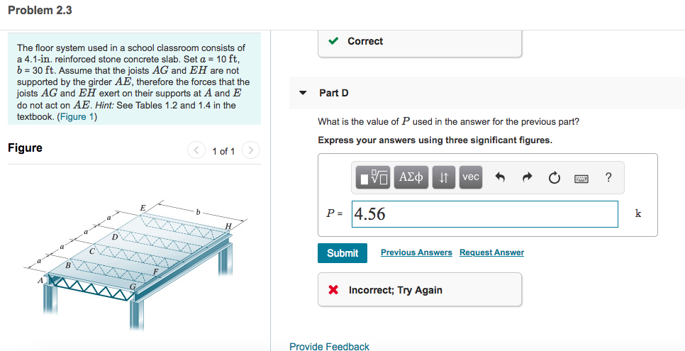 Solved Problem 2.3 Correct The floor system used in a school | Chegg.com