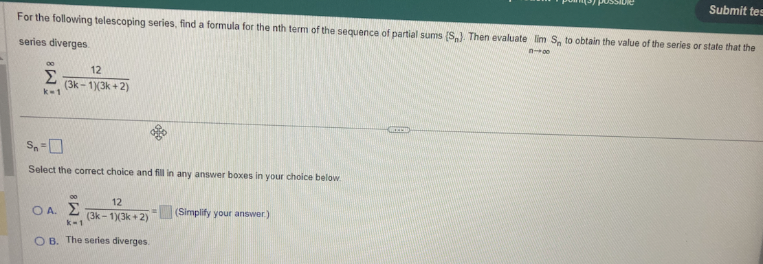 Solved For the following telescoping series, find a formula | Chegg.com