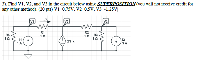 Solved 3). Find V1, V2, and V3 in the circuit below using | Chegg.com
