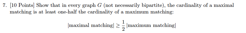 Solved 7. [10 Points] Show that in every graph G (not | Chegg.com