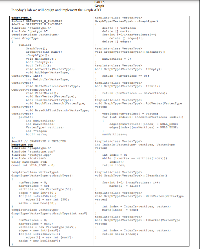 Solved Lab 15 Graph In today's lab we will design and | Chegg.com