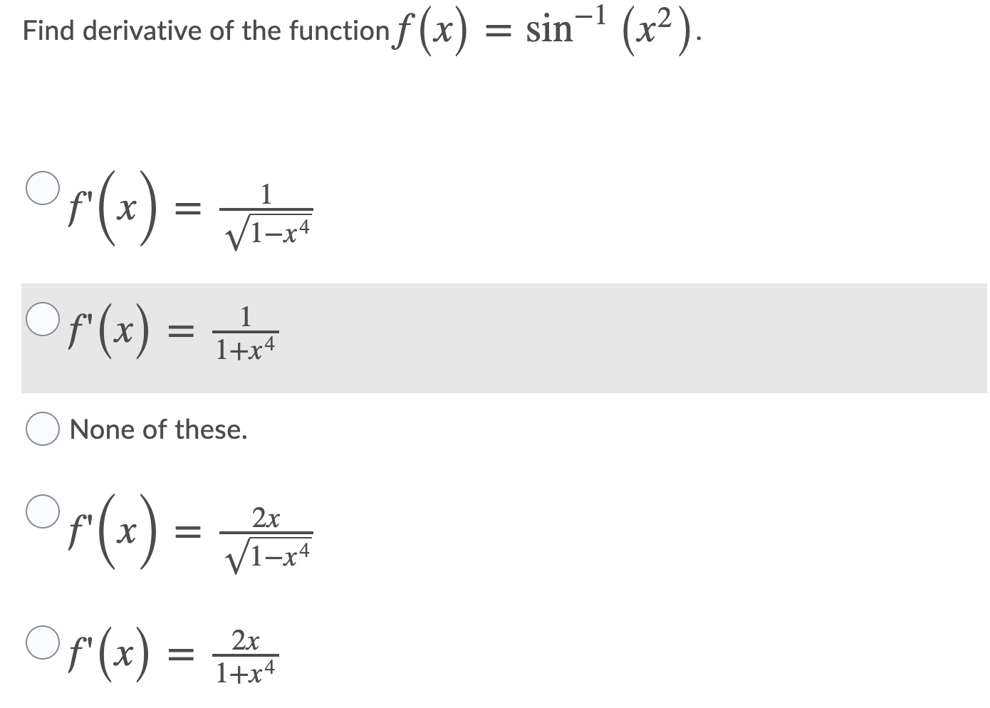 derivative of sin inverse 1 x 2 1 x 2