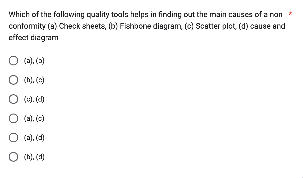 Solved Which of the following quality tools helps in finding | Chegg.com