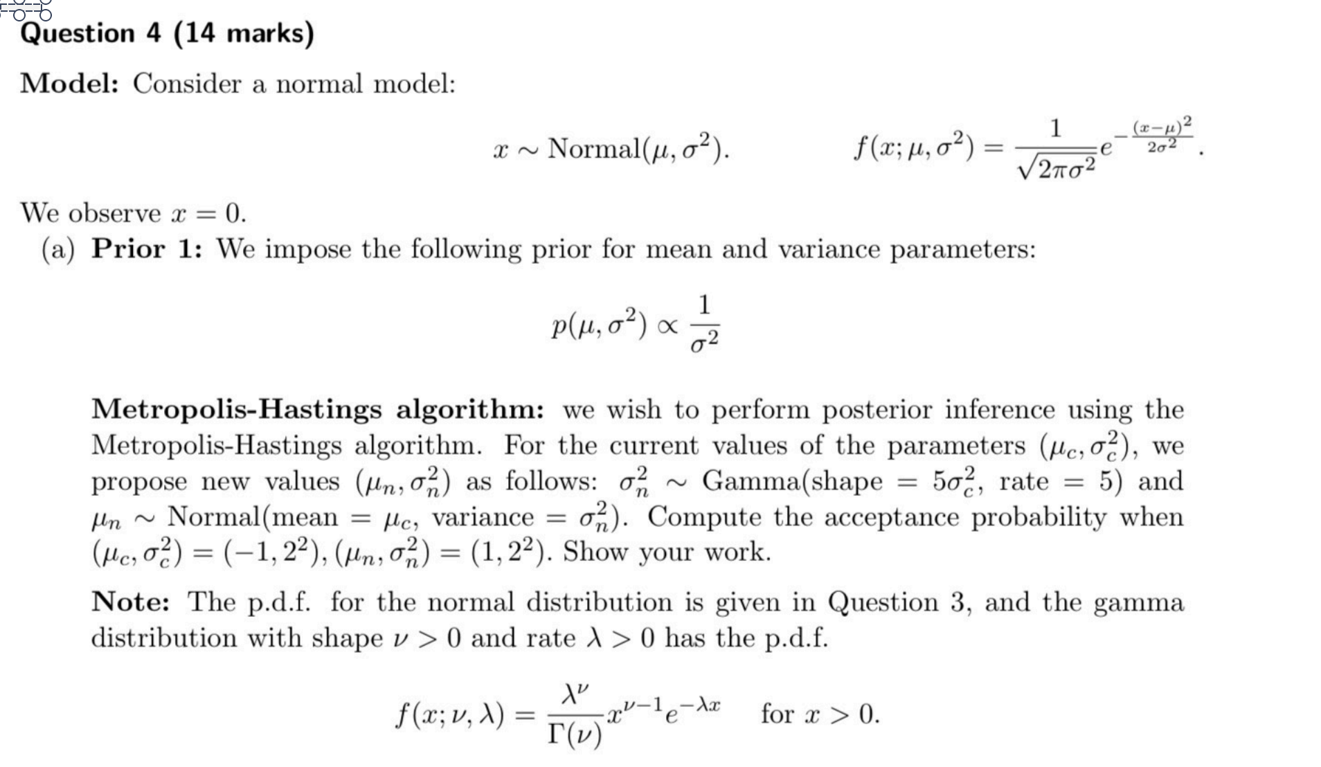 Solved Question 4 (14 ﻿marks)Model: Consider a normal | Chegg.com