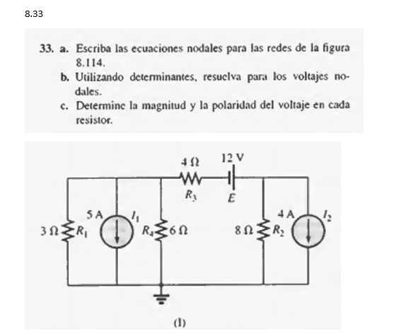 Solved 8.33 33. a. Escriba las ecuaciones nodales para las | Chegg.com