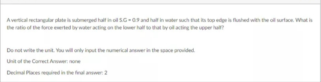 solved-a-vertical-rectangular-plate-is-submerged-half-in-oil-chegg