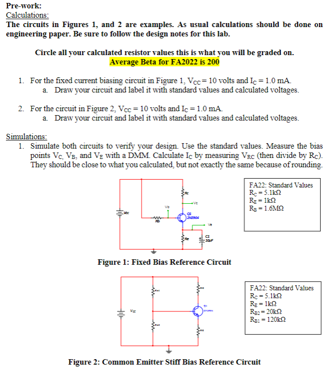 Solved Pre-work: Calculations: The circuits in Figures 1, | Chegg.com