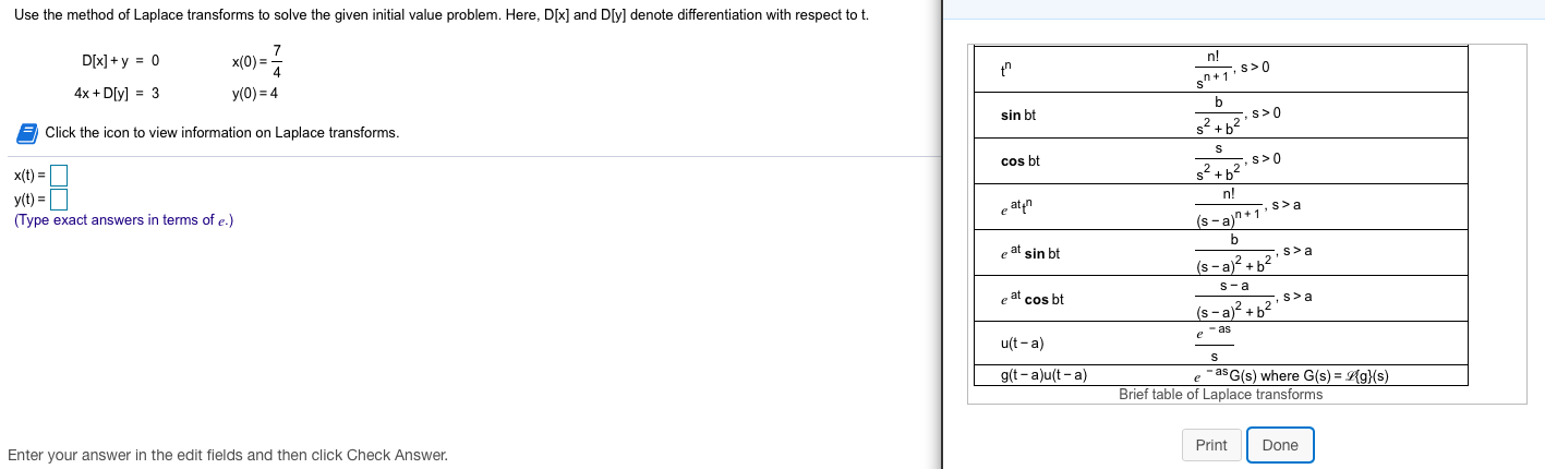 Solved Use The Method Of Laplace Transforms To Solve The 8338