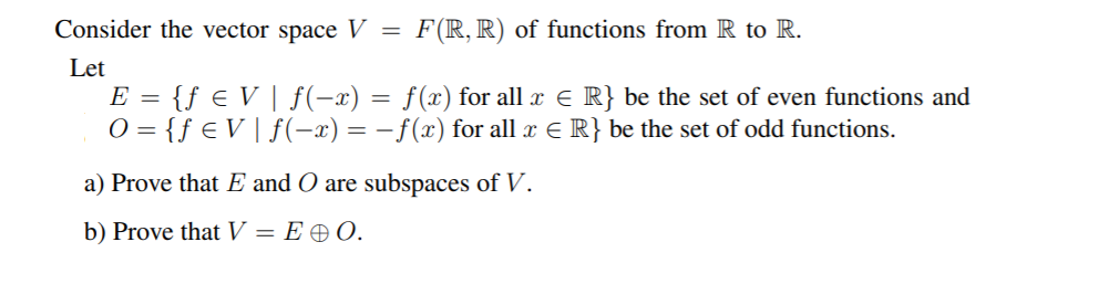 Solved Consider The Vector Space V F R R Of Functions Chegg Com