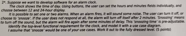 Solved 2*. Suppose we want to develop software for an alarm | Chegg.com