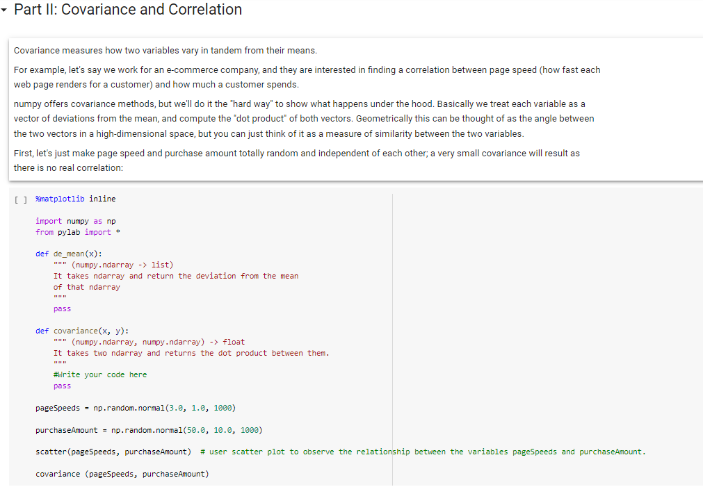 Solved - Part II: Covariance and Correlation Covariance | Chegg.com