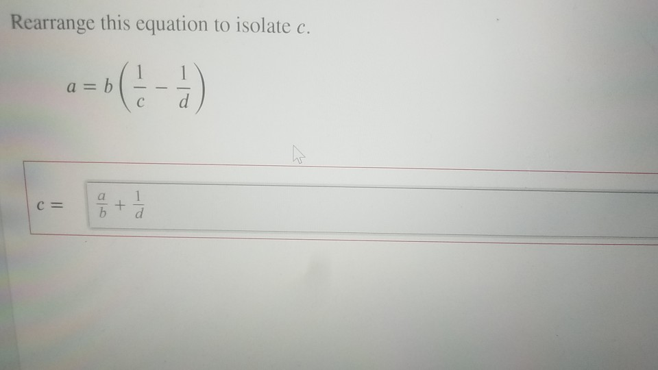 Solved Rearrange this equation to isolate c. Solve for x. | Chegg.com